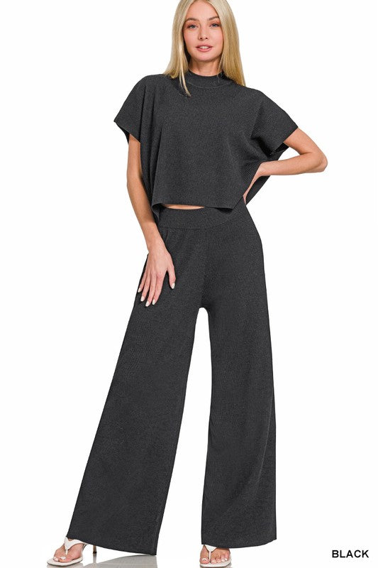 Black sweater material pants