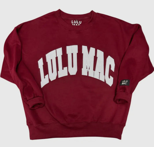 Lulu Mac maroon and white sweatshirt