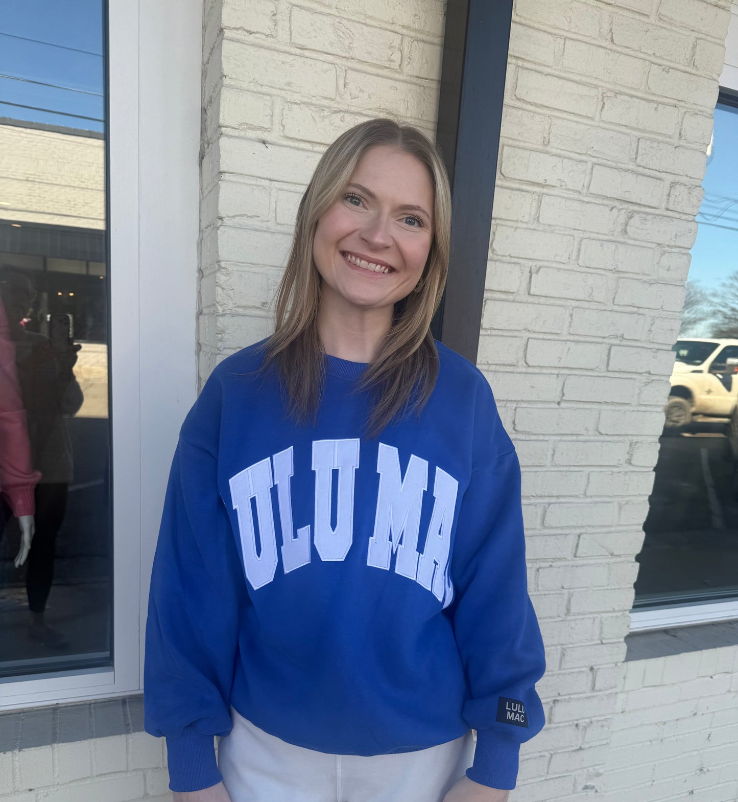 Lulu Mac Royal and white sweatshirt