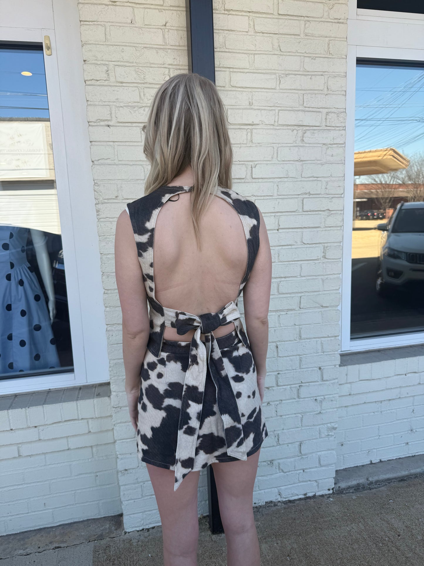 Cow print mini skort