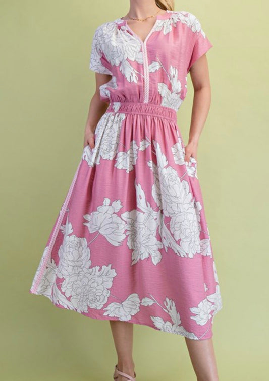 Mauve floral midi dress