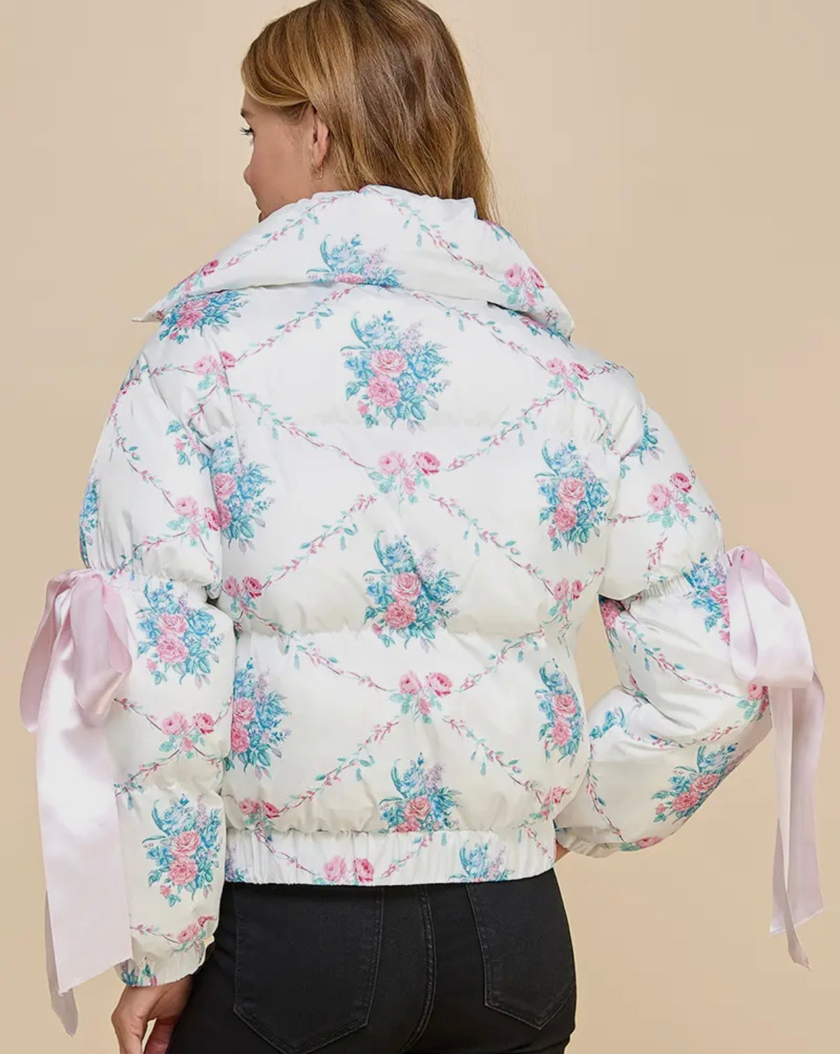 Floral puffy coat