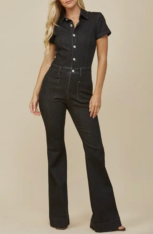 Black denim jumpsuit