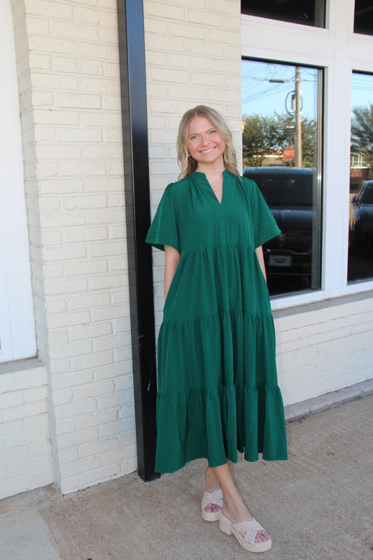 Forest green midi dress