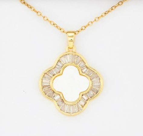 Rhinestone clover necklace