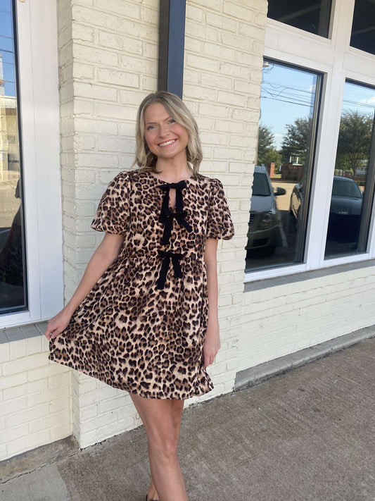 Cheetah print bow dress