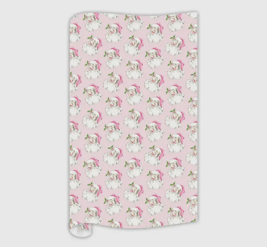 Rosanne Beck Pink Santa wrapping paper