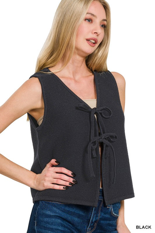 Black bow sweater tank