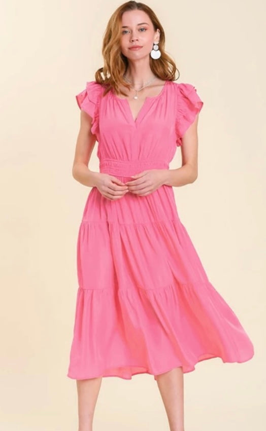 Bubblegum pink midi dress