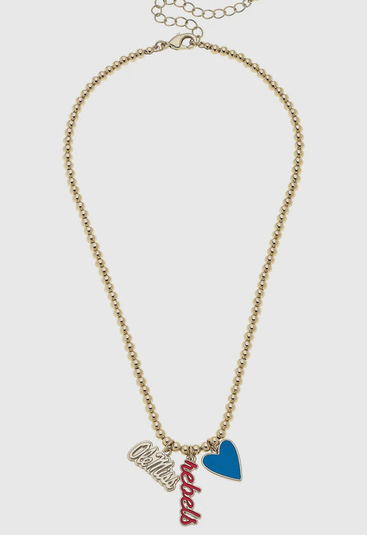 Ole Miss charm necklace