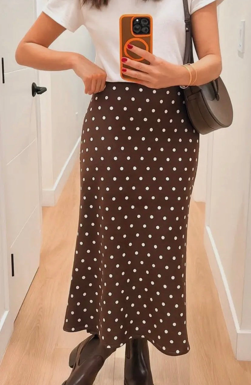 Brown polkadot skirt