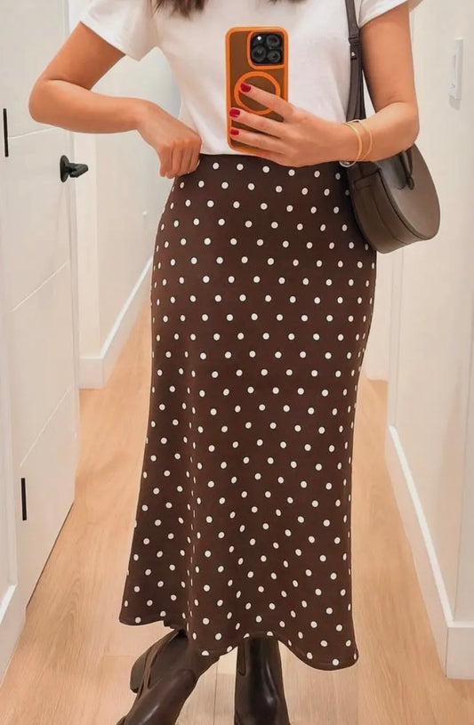 Brown polkadot skirt