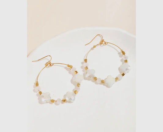 Crystal clover hoops