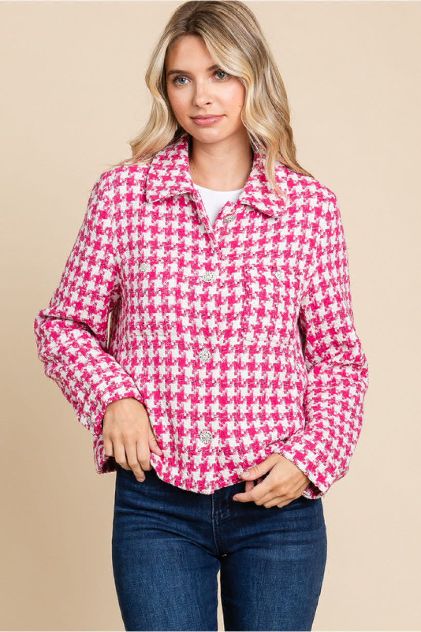 Pink houndstooth jacket