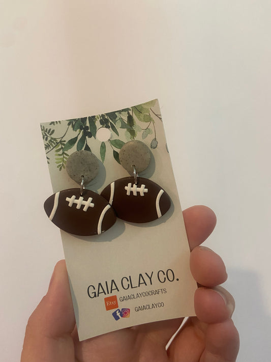 Gaia clay football earrings