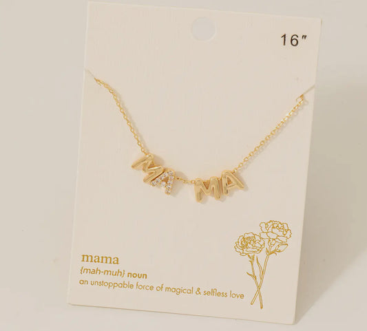 Bubble letters mama necklace