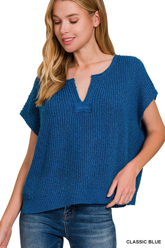 Dark blue cap sleeve sweater