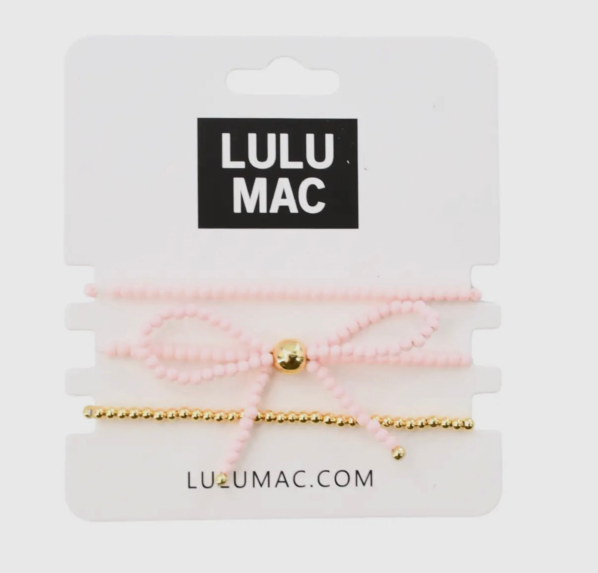 Lulu Mac pink bow bracelet stack
