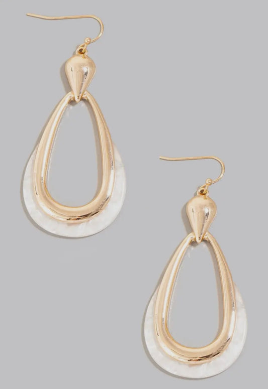 Gold and cream acrylic earrings