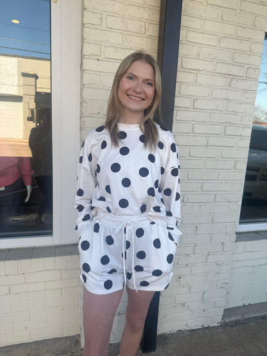 Black and white polka dot shorts