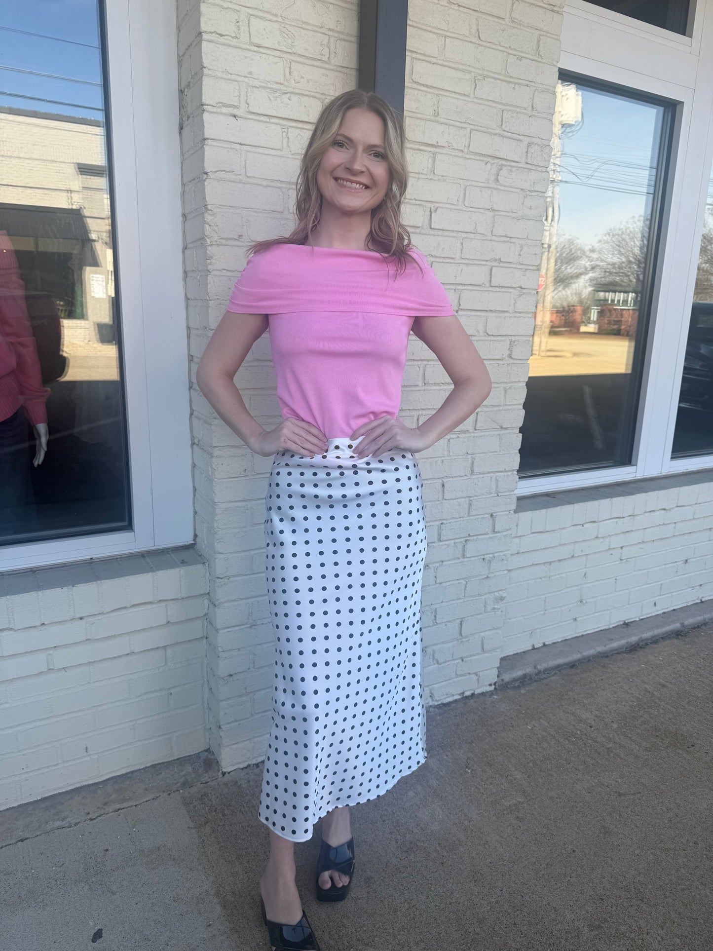 Pink off the shoulder top