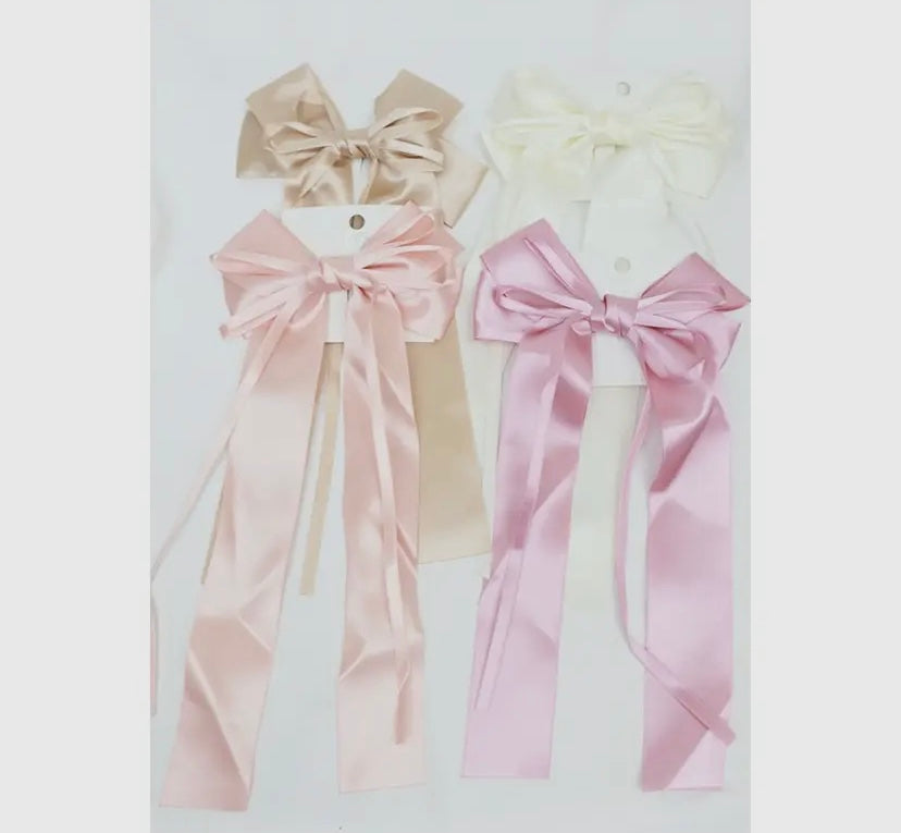 Satin bow hair clip