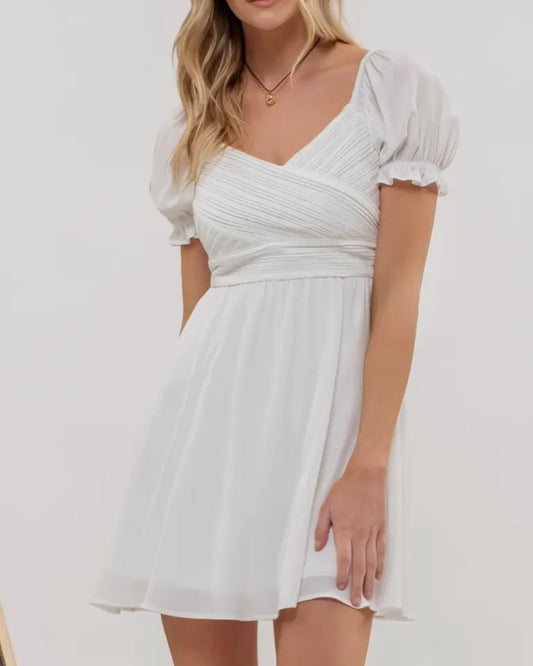 White criss cross top mini dress