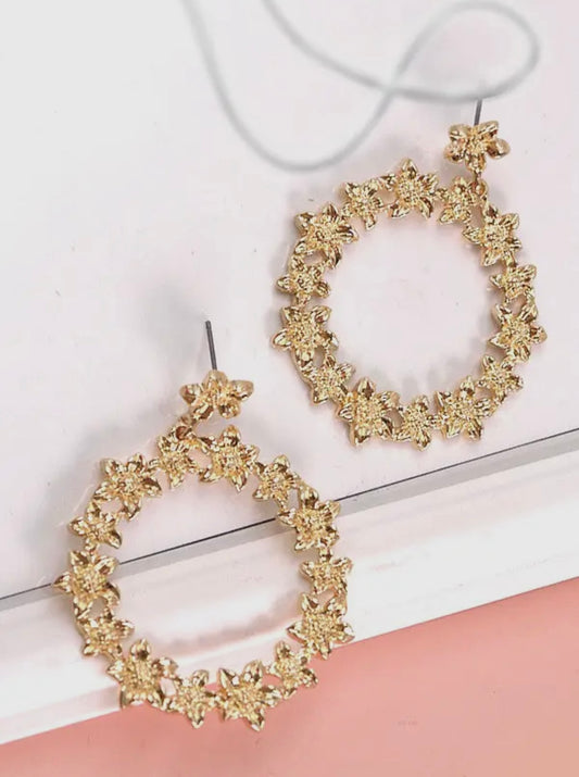 Flower circle earrings