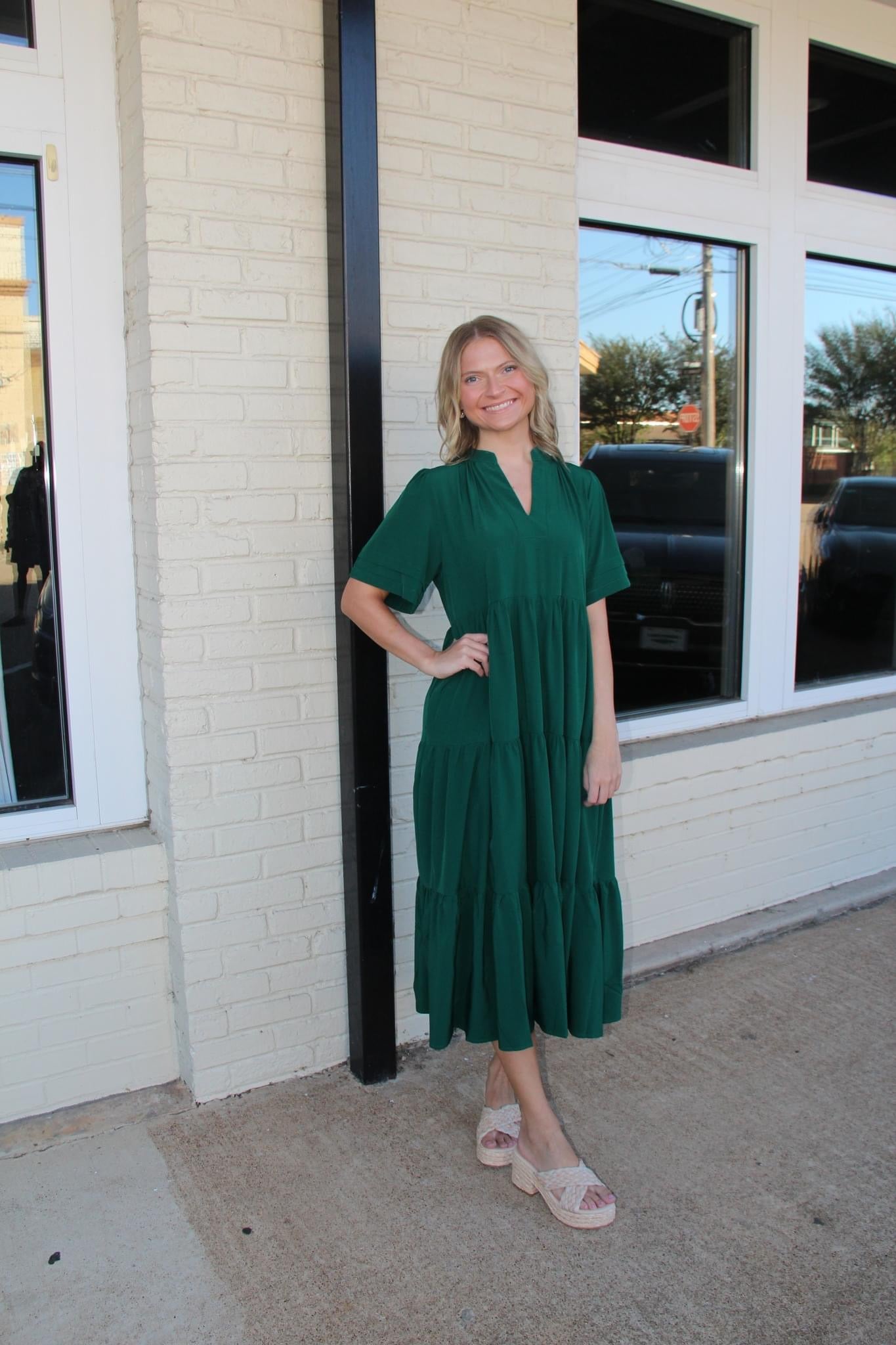 Forest green midi dress