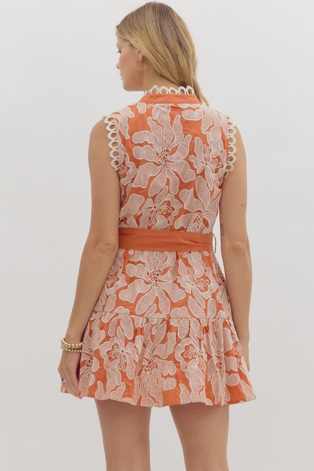 Orange floral tank dress