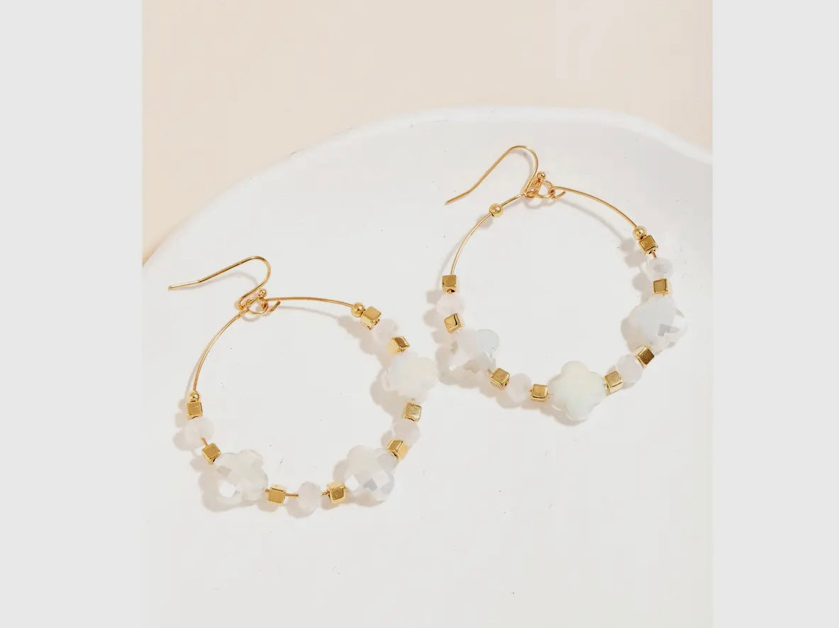 Crystal clover hoops