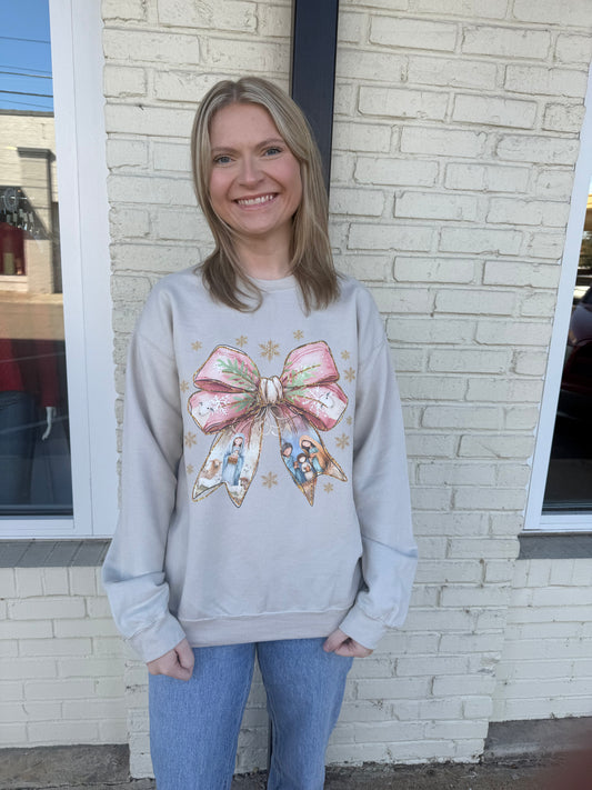 Bow nativity sweatshirt