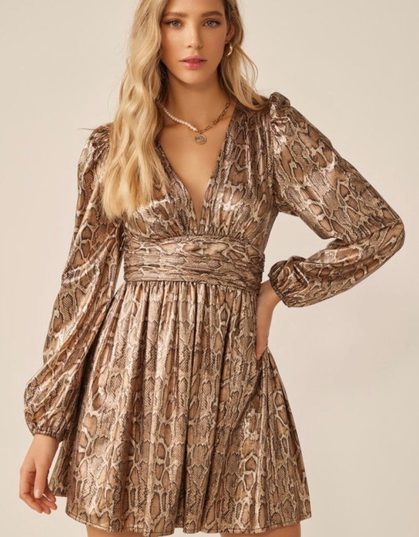 Metallic snake skin dress