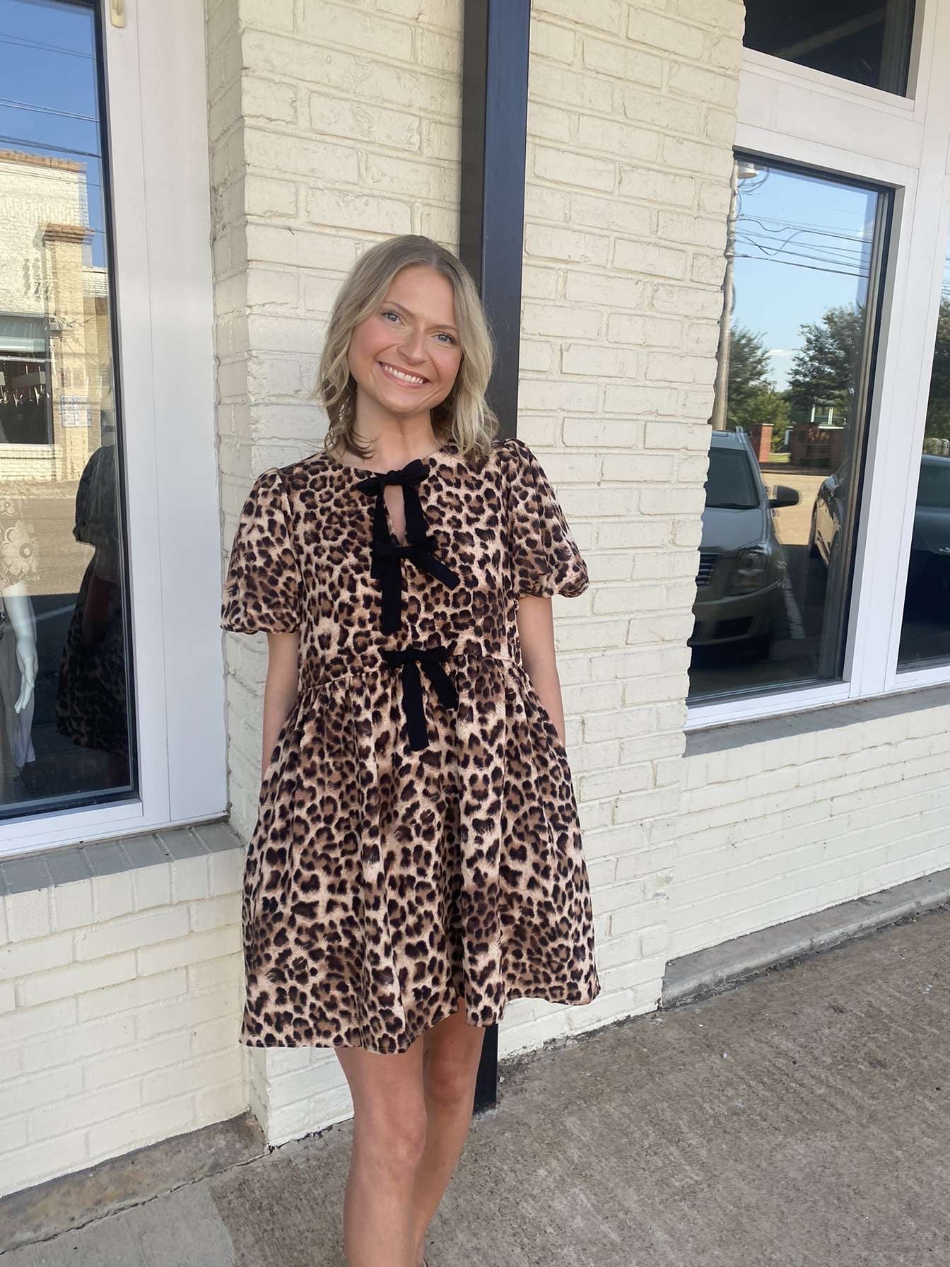 Cheetah print bow dress