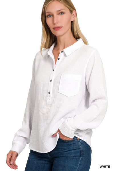 White gauze top