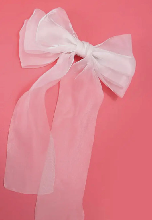 White organza hair bow