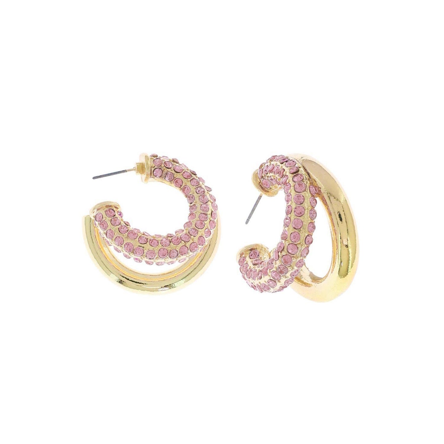 Small rhinestone double hoops