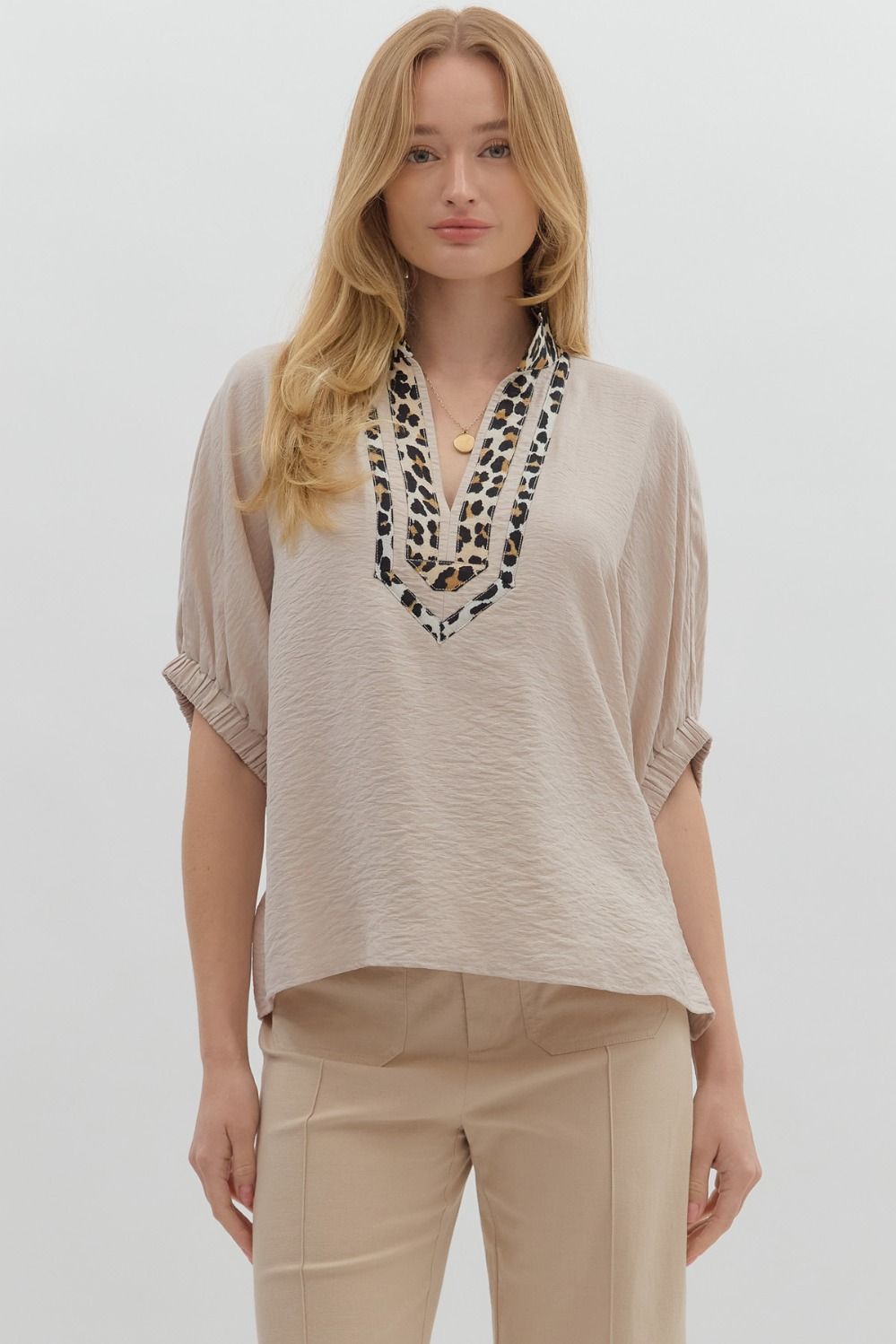 Taupe leopard top