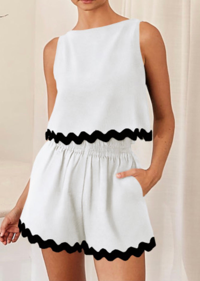 Black and white ric rac top