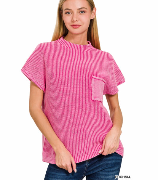 Pink cap sleeve sweater