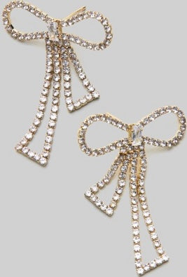 Rhinestone bow earrings