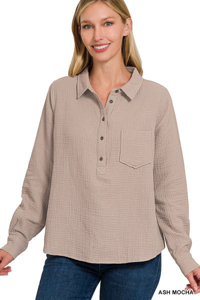 Mocha gauze top