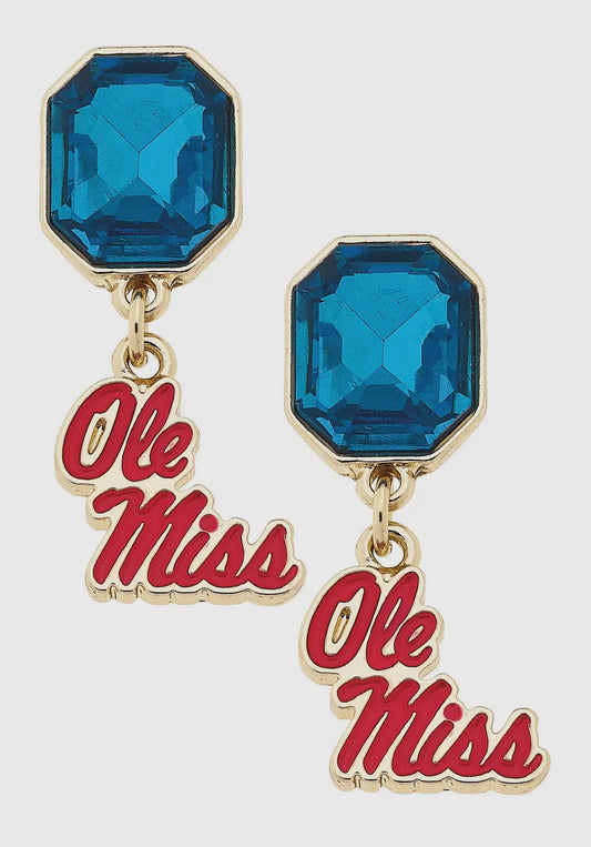 Ole Miss gem earrings