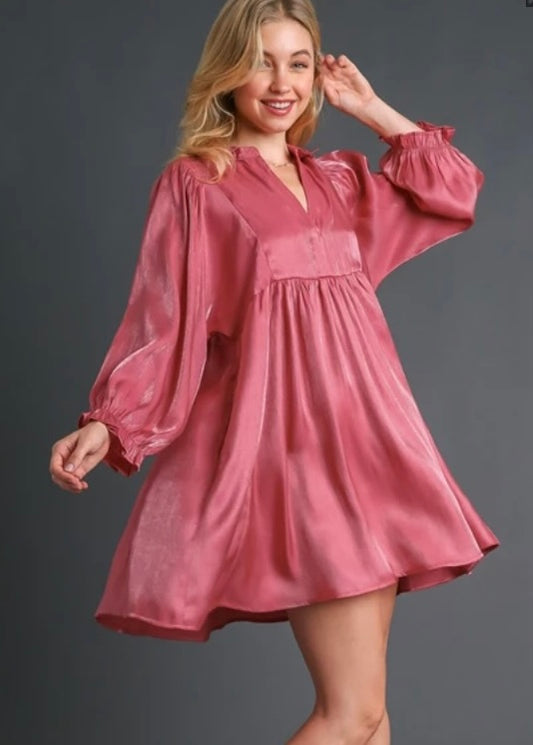 Shiny rose mini dress
