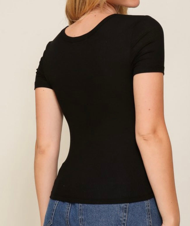 Black ribbed t shirt