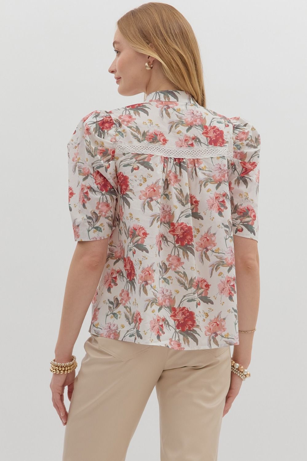 Floral lace detail top