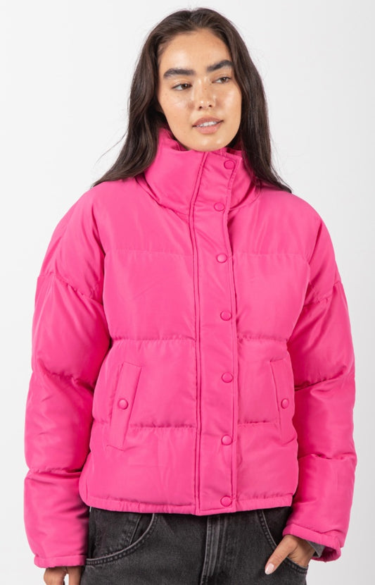 Hot pink puffy coat