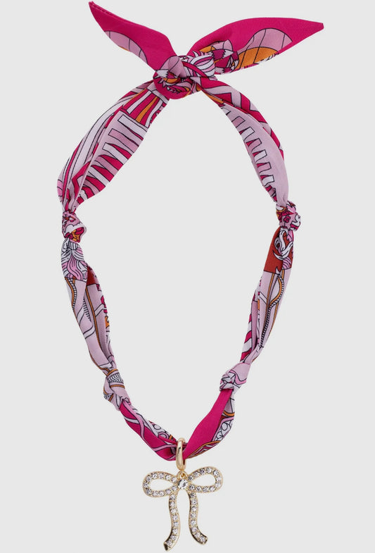 Pink and orange scarf necklace
