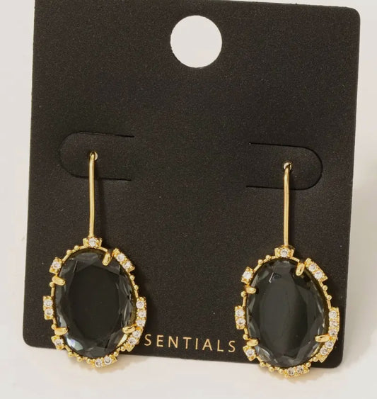 Black crystal and gold earrings
