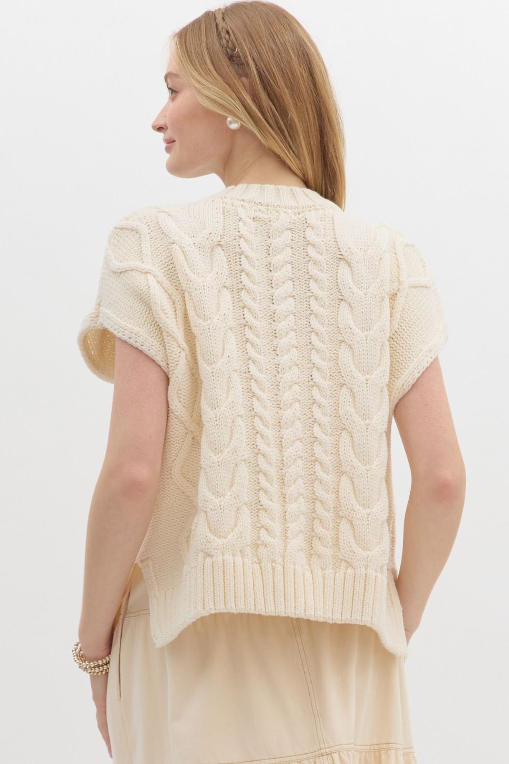 Cream and blue bow sweater